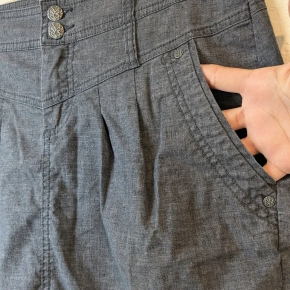 Prana Grey Pleated Hemp Blend Mid Rise Lizbeth Mini Skirt Casual Travel - Picture 8 of 10